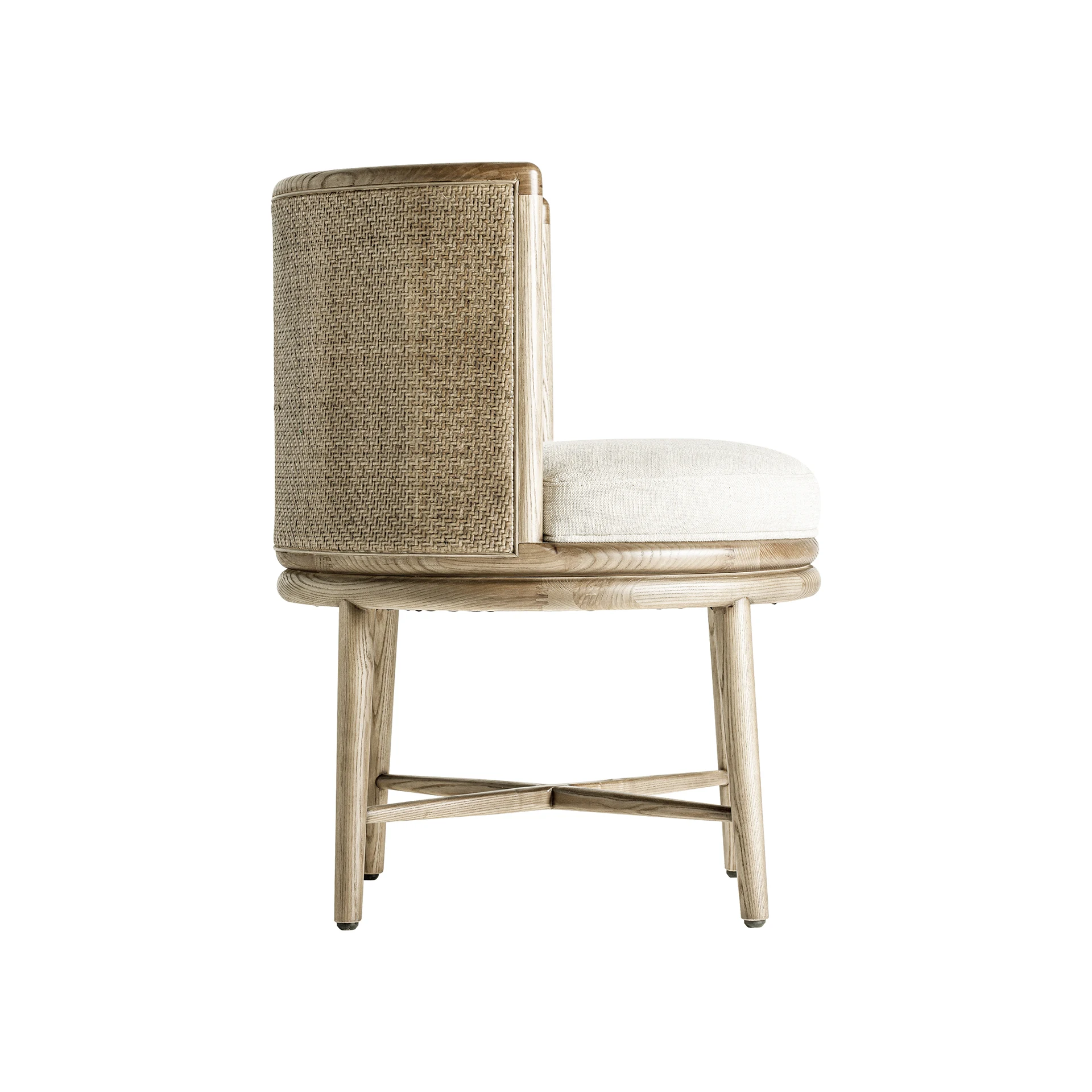 Scaun din Poliester si Lemn de Stejar, Maro, 60x60x78 cm, Stil Colonial - VicalHome 32767 [13]