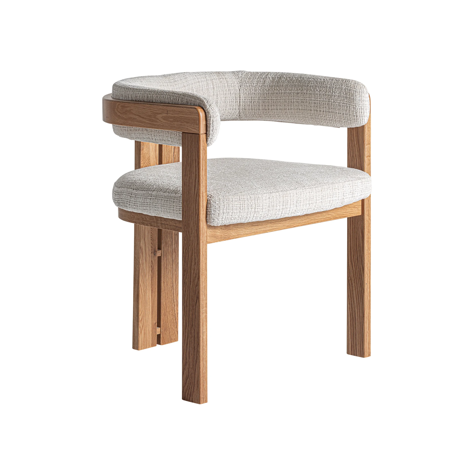 Scaun din Poliester si Lemn de Stejar, Maro, 58x55x71 cm - VicalHome 35143 [2]