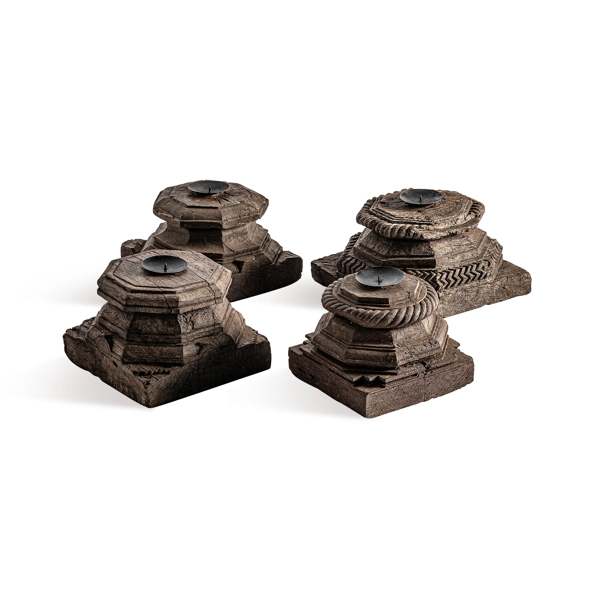 Suport de Lumanari din Lemn de Mango Reciclat, Maro, 25x24x17 cm, Stil Etnic - VicalHome 29296 [19]