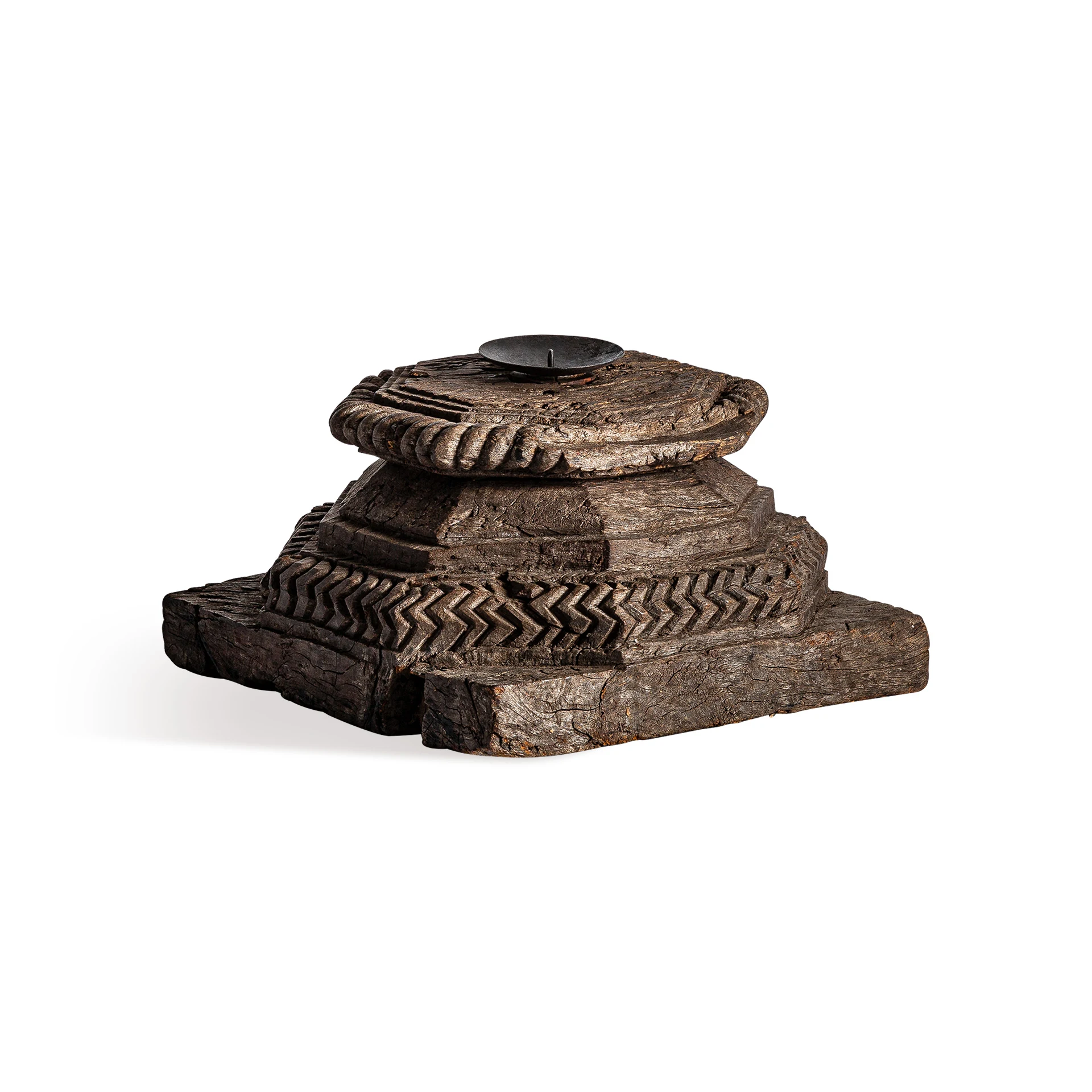 Suport de Lumanari din Lemn de Mango Reciclat, Maro, 25x24x17 cm, Stil Etnic - VicalHome 29296 [16]