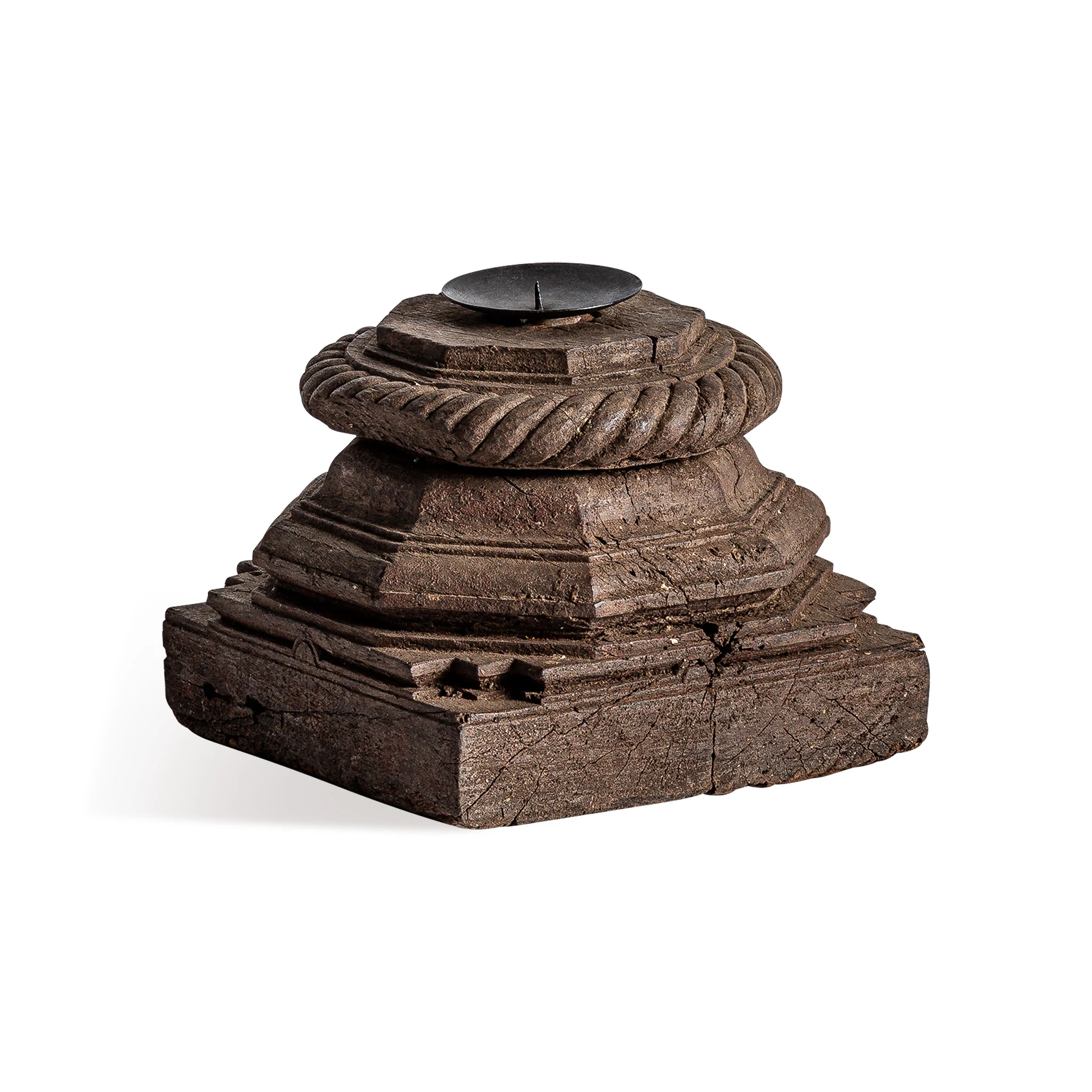 Suport de Lumanari din Lemn de Mango Reciclat, Maro, 25x24x17 cm, Stil Etnic - VicalHome 29296 [10]