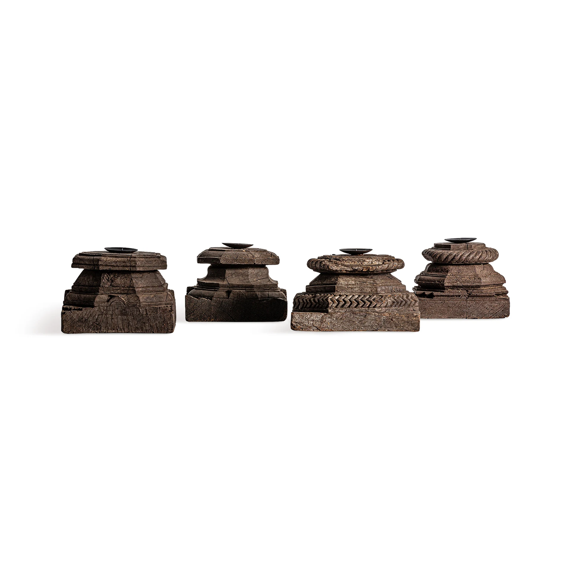 Suport de Lumanari din Lemn de Mango Reciclat, Maro, 25x24x17 cm, Stil Etnic - VicalHome 29296 [21]