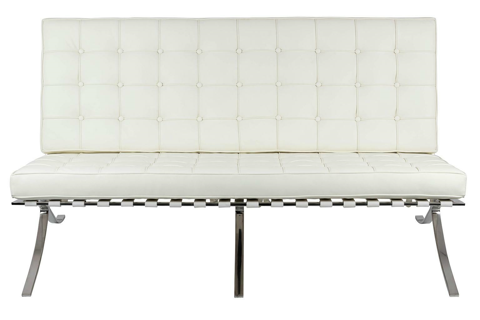 Canapea Barcelon 180x75x85 cm, Piele Naturală Alb Crom - King Home [2]