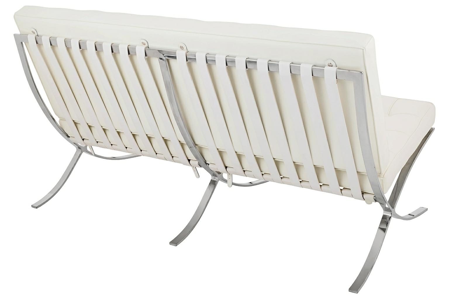 Canapea Barcelon 180x75x85 cm, Piele Naturală Alb Crom - King Home [3]