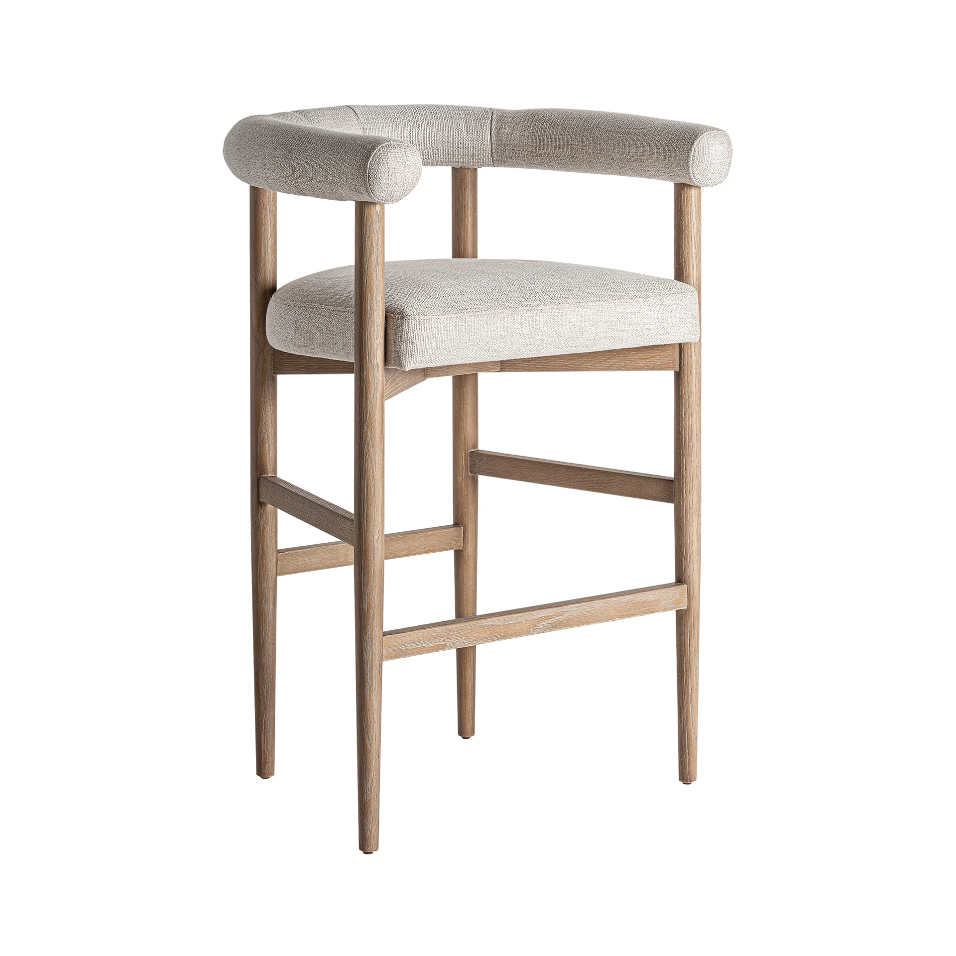 Scaun de Bar din Poliester, Spuma si Lemn de Frasin, Maro, 66x55x98 cm - VicalHome 34450 [4]