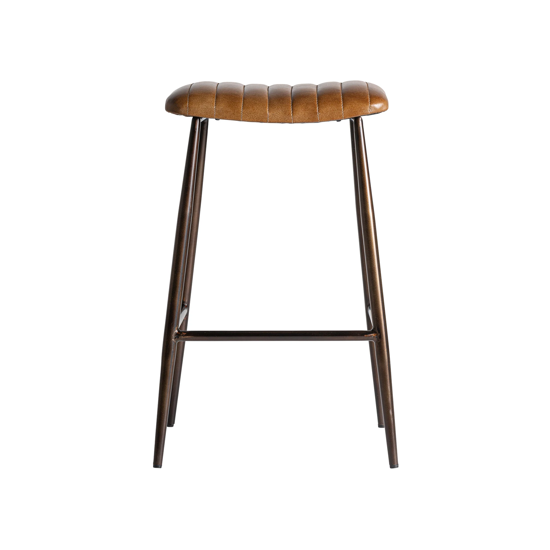 Scaun de Bar din Piele si Fier, Maro, 43x39x67 cm, Stil Industrial - VicalHome 34452 [6]