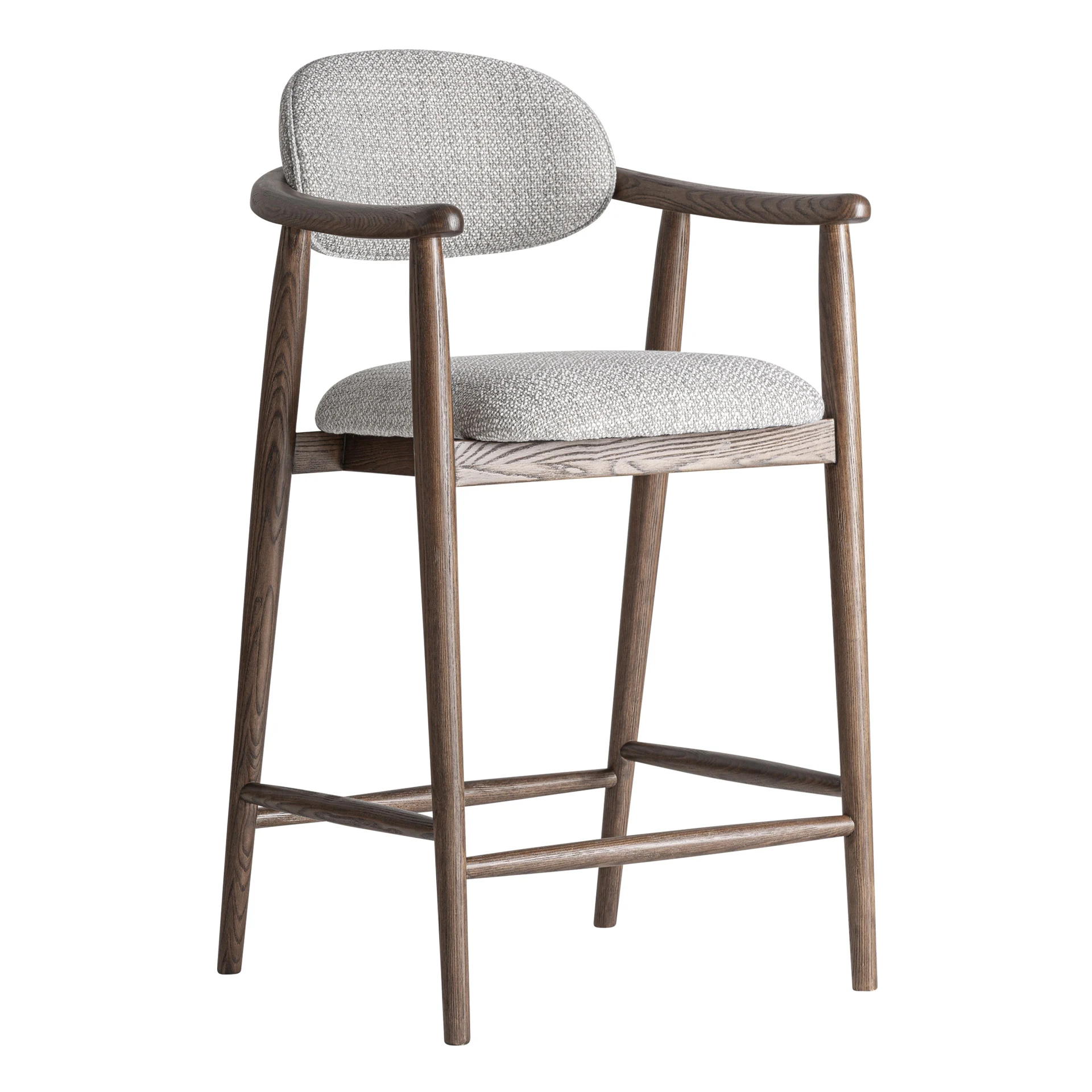 Scaune de bar - Scaun de Bar din Poliester si Lemn de Frasin, Gri, 55x54x97 cm, Stil Clasic - VicalHome 37853