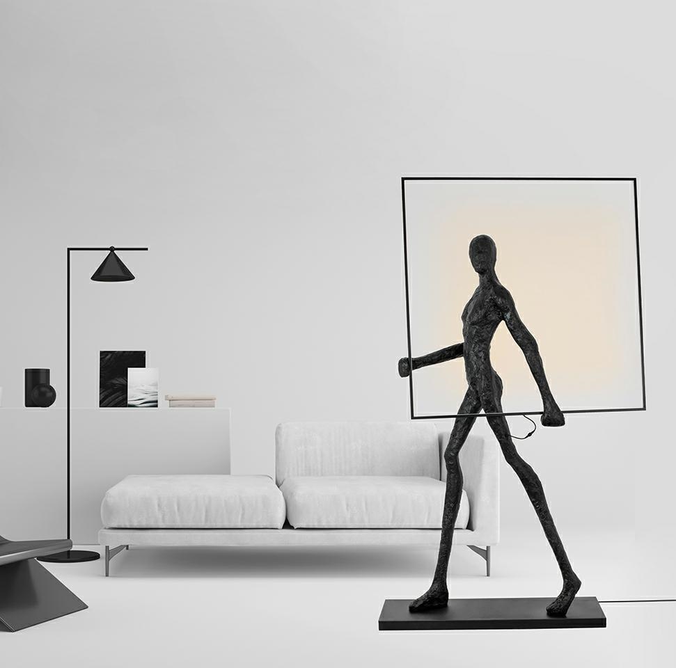 Lampadar Human Square 218 135x40x218,5 cm, Fibră de Sticlă și Oțel Negru - Moosee [9]