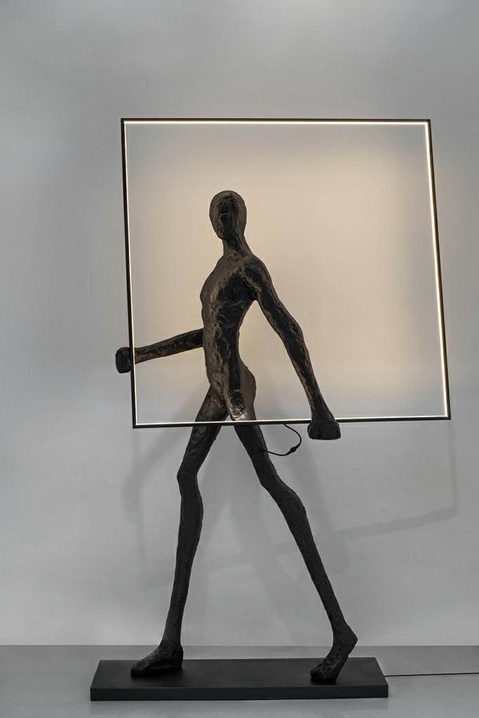 Lampadar Human Square 218 135x40x218,5 cm, Fibră de Sticlă și Oțel Negru - Moosee [8]
