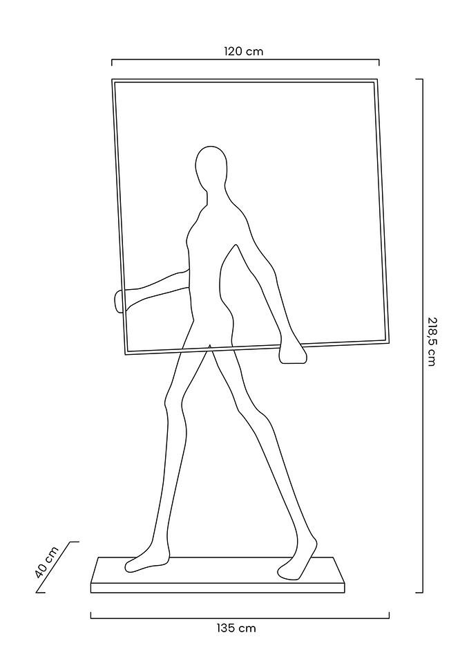 Lampadar Human Square 218 135x40x218,5 cm, Fibră de Sticlă și Oțel Negru - Moosee [10]