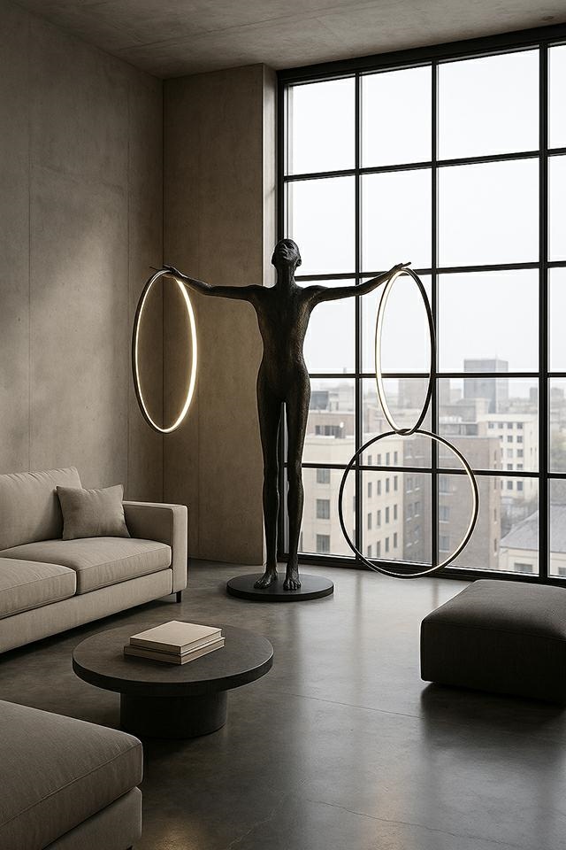 Lampadar Human Circulo 223 147x90,5x223,5 cm, Fibră de Sticlă și Oțel - Moosee [14]