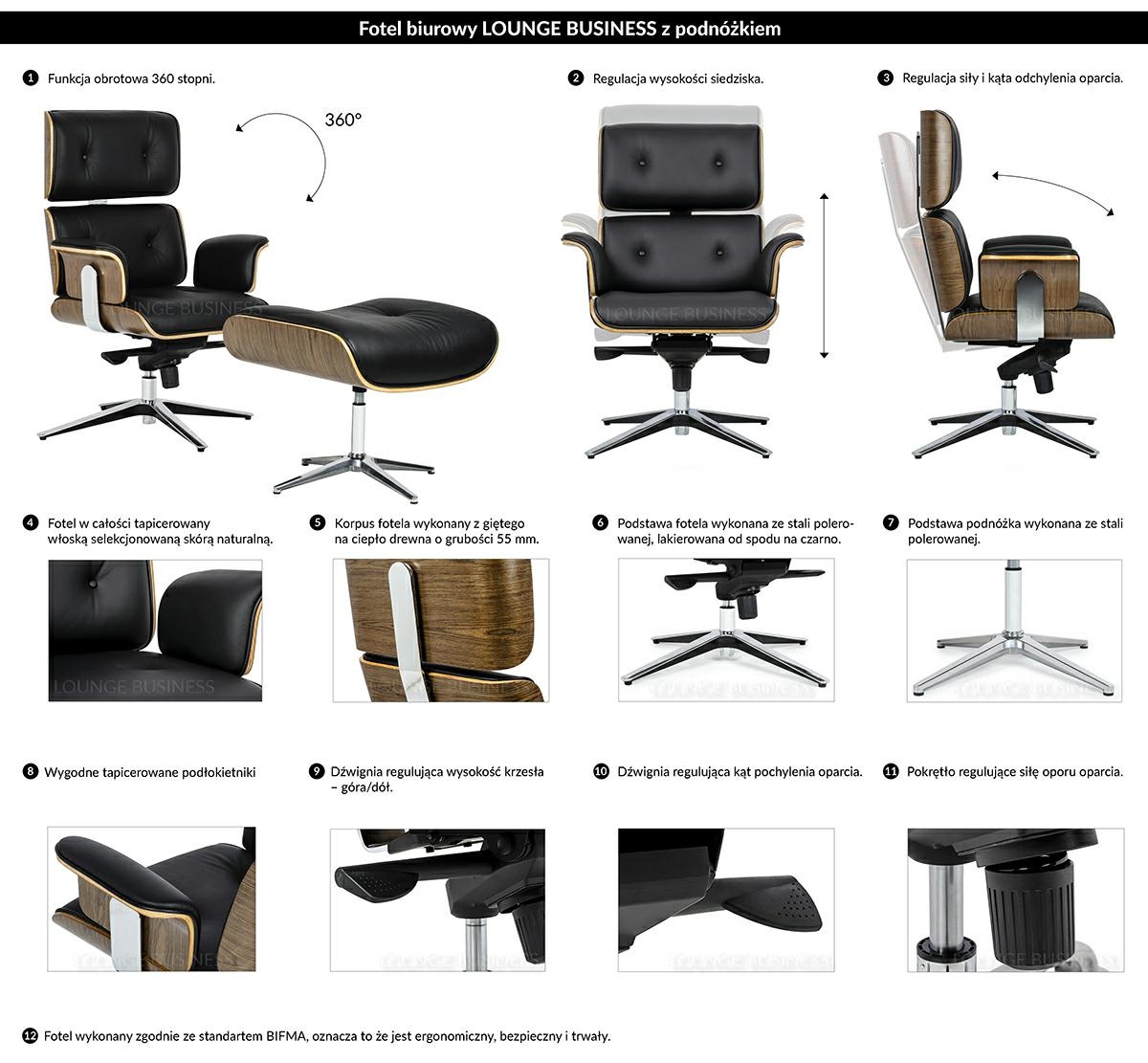 Scaun de Birou Lounge Business, Lemn Nuc - King Home [14]