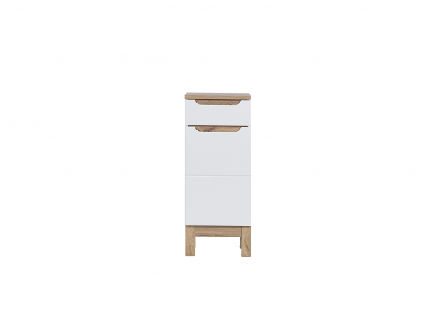 Dulapior baie cu sertar 35x86 cm, MDF alb lucios, stejar auriu, Bali White COMAD [2]