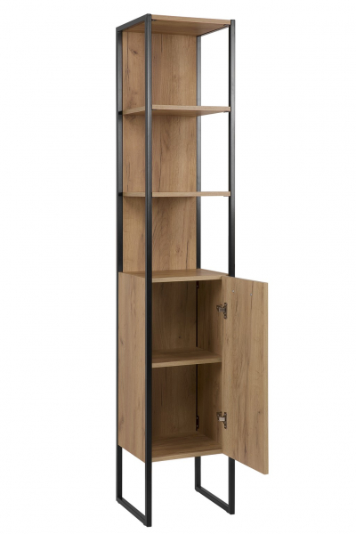 Dulap baie inalt 185x35 cm, stejar/metal, design industrial, Brooklin COMAD [3]