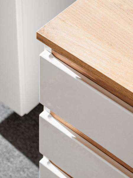 Masca lavoar suspendata baie 90 cm, MDF lucios alb/stejar, Platinum COMAD [3]