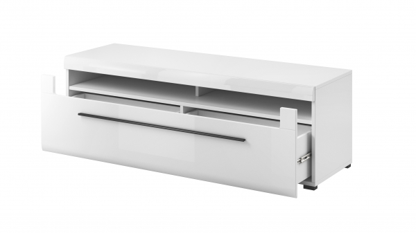 Comoda Tv MDF alb lucios Frazier 140 cm cu sertar [2]