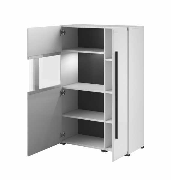 Vitrina living MDF alb lucios Frazier 90x140 cm, iluminare LED [2]