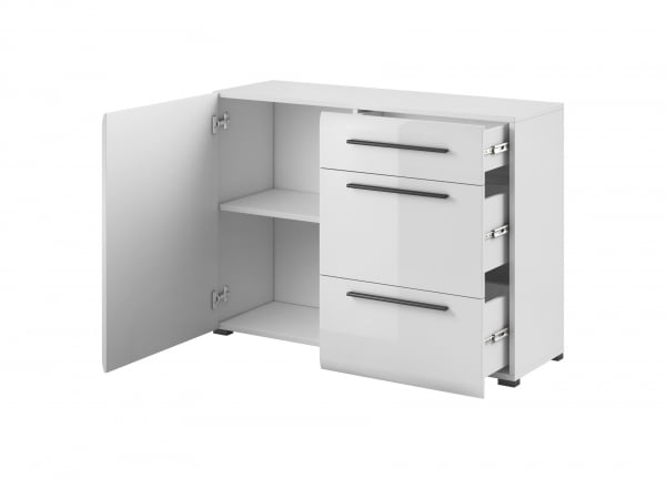 Comoda living MDF alb lucios Frazier 120x90 cm cu sertare [2]