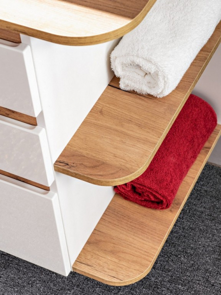 Masca lavoar suspendata baie 90 cm, MDF lucios alb/stejar, Platinum COMAD [4]