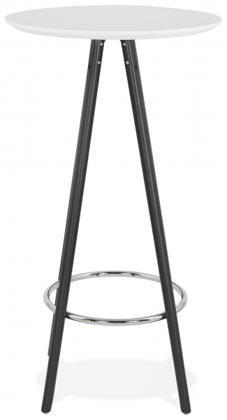 Cauti Masa Inalta Rotunda Bar Amos 60x60x110 Cm MDF Alb Design Scandinav Picioare Negre