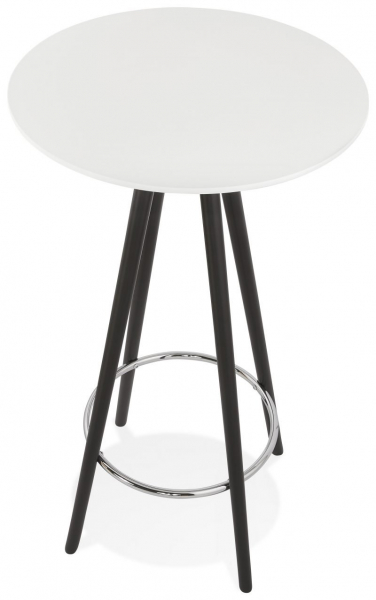 Masa inalta rotunda bar Amos 60x60x110 cm, MDF alb, design scandinav, picioare negre, BT00330WHBL - Kokoon [3]