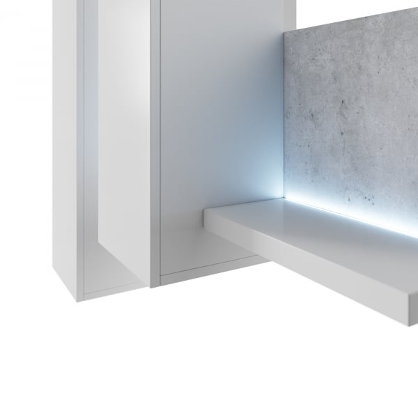 Dulap living suspendat Patton cu polita si iluminare LED, 150 cm, beton/alb [3]