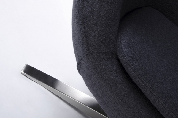 Fotoliu design lux Egg Wide, diverse culori, lana casmir/baza otel crom, HE-066.DARKGREY.27 - King [3]