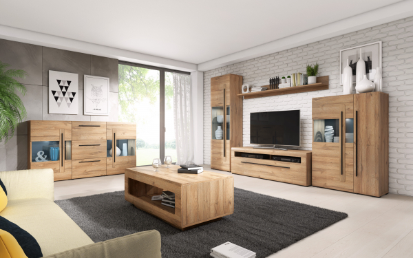 Comoda MDF stejar Frazier 140 cm cu sertar, stejar grandson [2]