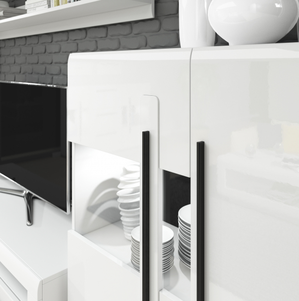 Comoda Tv MDF alb lucios Frazier 160 cm cu sertar [5]