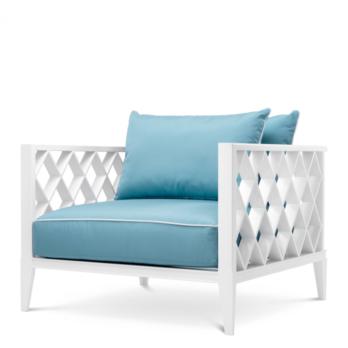   Scaun exterior Ocean Club alb sunbrella albastru mineral 113033 EICHHOLTZ [1]