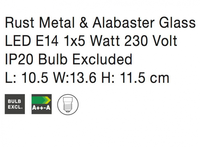 Aplică perete maro Berto, baza din metal, abajur de sticla, 770001 - Novaluce [4]