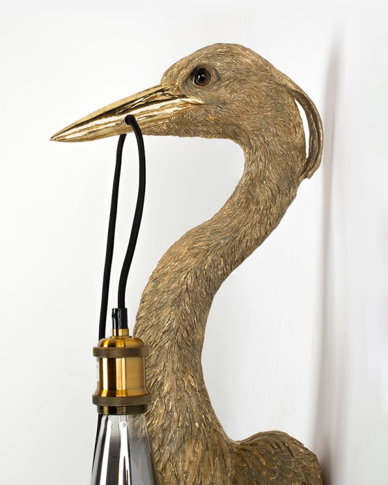Aplică Animal Heron 24x21x61 cm, Rășină și Aluminiu Acoperit cu Cupru - Kare Design [4]