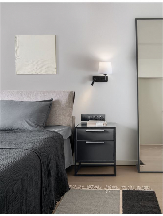 Aplica de perete alb-negru Eduaro, baza metalica, abajur textil, cu LED ajustabil, 9919151 - Novaluce [2]
