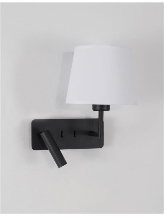 Aplica de perete alb-negru Eduaro, baza metalica, abajur textil, cu LED ajustabil, 9919151 - Novaluce [3]