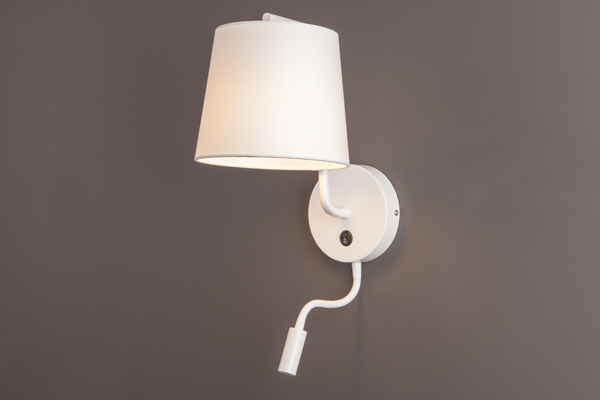 Aplica de perete alba cu brat iluminare LED Irma II 20x30x56 cm metal/material textil, W0196 - Maxlight [2]