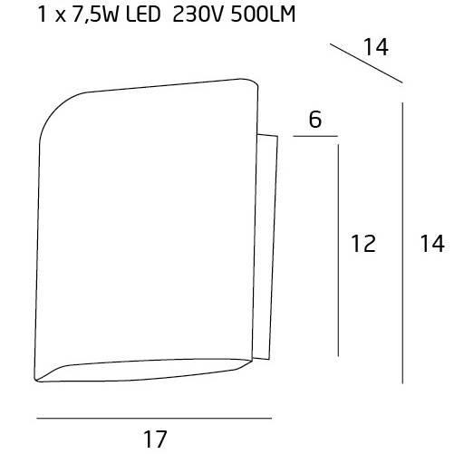Aplica de perete alba iluminare LED Nazza 17x14x14 cm metal/sticlă, W0161 - Maxlight [3]