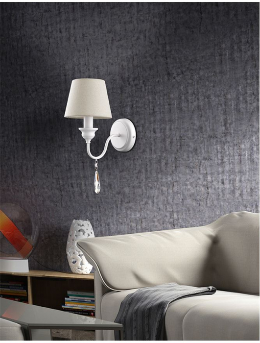 Aplica de perete clasica crem Davor, din metal cu element decorativ de cristal, 5157204 - Novaluce [2]