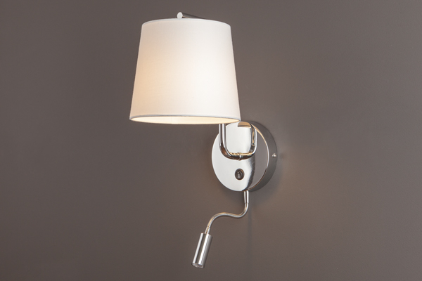 Aplica de perete crom/alb cu brat iluminare LED Irma II 20x30x56 cm metal/material textil, W0198 - Maxlight [2]