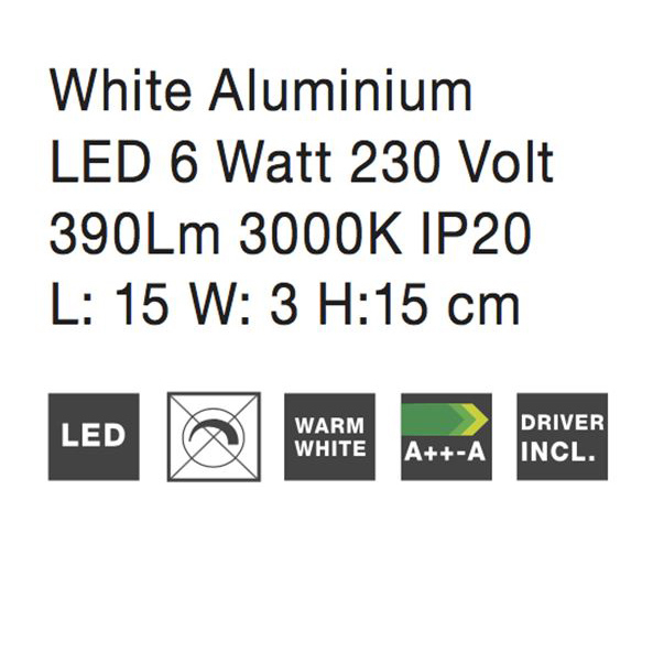 Aplica de perete LED alba Ernesi rotunda decupata, din metal, Ø 15 cm, 711008 - Novaluce [4]