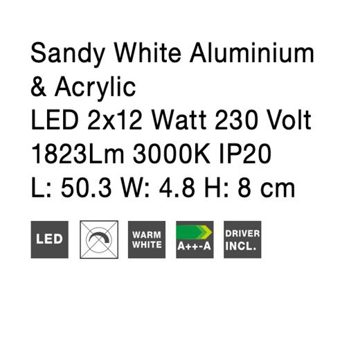 Aplica de perete LED liniara alba Cilla, 30/50 cm, din metal, 9115908 - Novaluce [13]