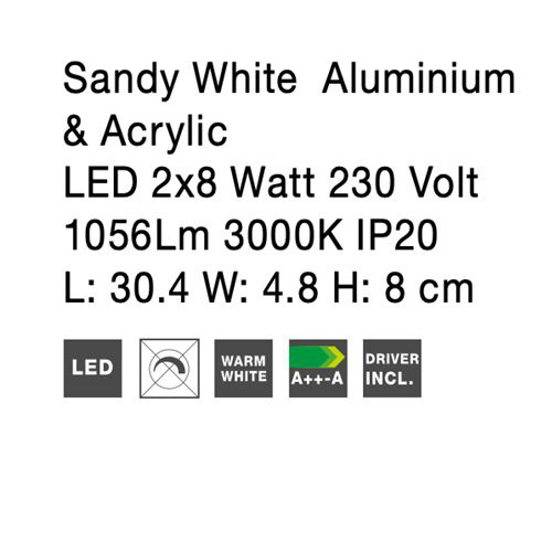 Aplica de perete LED liniara alba Cilla, 30/50 cm, din metal, 9115908 - Novaluce [7]