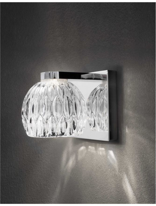 Aplica de perete LED moderna din sticla transparenta Alexis, baza metal cromat, 8540402 - Novaluce [2]