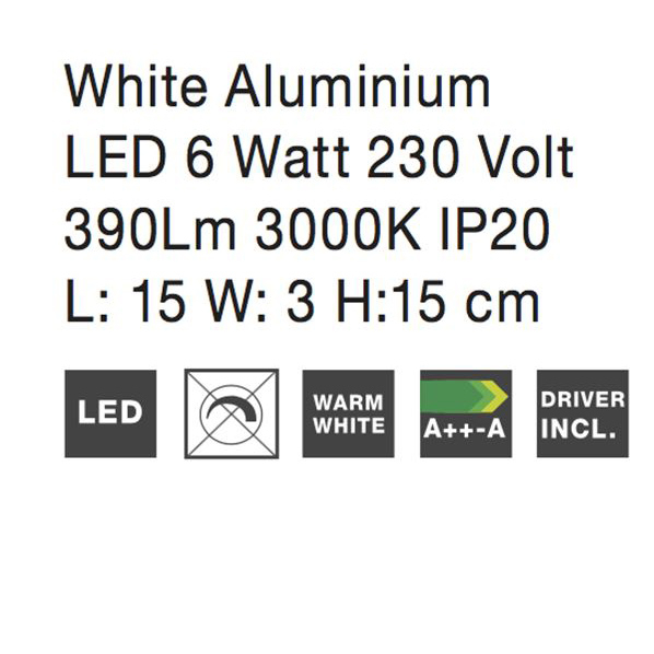 Aplica de perete LED rotunda alba Ernesi, din metal, Ø 15 cm, 711006 - Novaluce [4]