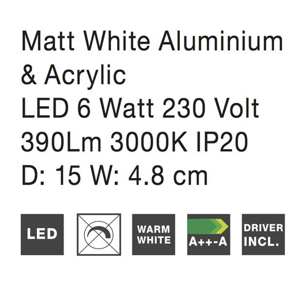Aplica de perete LED rotunda alba Liana, Ø 15 cm, 6161202 - Novaluce [4]