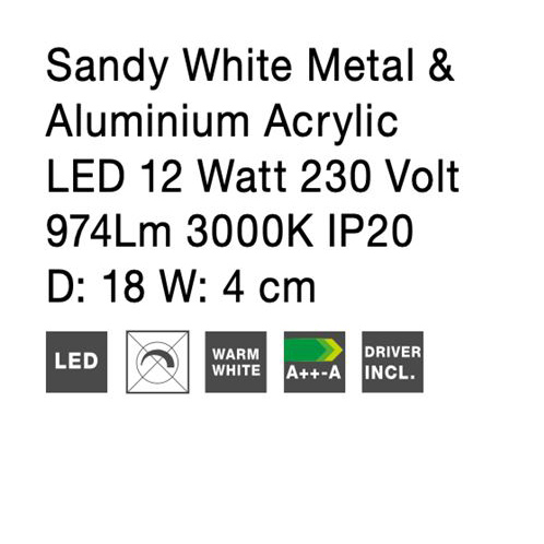 Aplica de perete LED rotunda alba Nermina, din metal, Ø 14/18 cm, 9130506 - Novaluce [14]