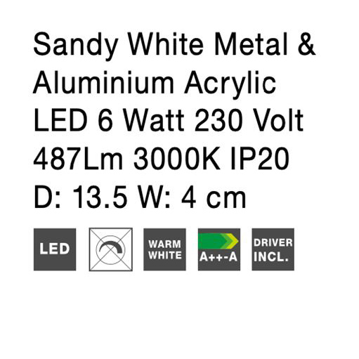 Aplica de perete LED rotunda alba Nermina, din metal, Ø 14/18 cm, 9130506 - Novaluce [7]