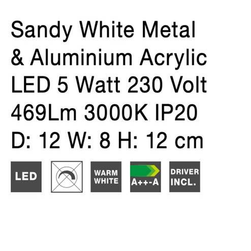 Aplica de perete LED rotunda alba Rever, din metal, ajustabila, Ø 12 cm, 9139805 - Novaluce [9]