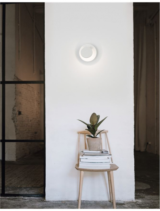 Aplica de perete LED rotunda alba Rever, din metal, ajustabila, Ø 12 cm, 9139805 - Novaluce [2]
