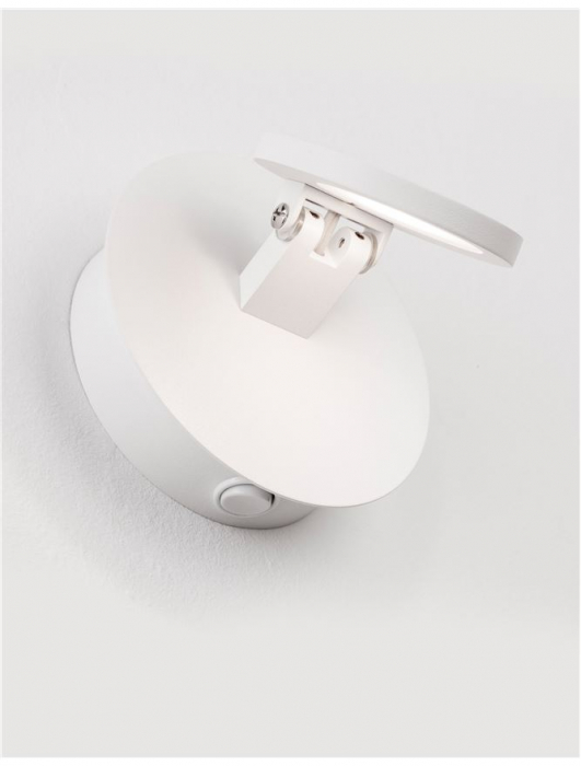 Aplica de perete LED rotunda alba Rever, din metal, ajustabila, Ø 12 cm, 9139805 - Novaluce [3]