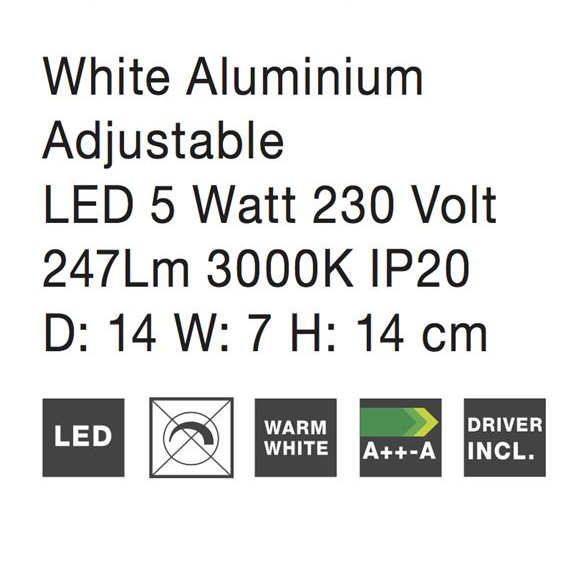 Aplica de perete LED rotunda neagra/alba Tendra, ajustabila, din metal, Ø 14 cm, 910162 - Novaluce [10]